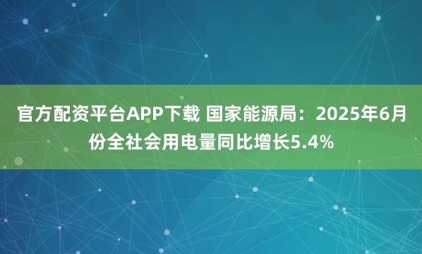 官方配资平台APP下载 国家能源局：2025年6月份全社会用电量同比增长5.4%